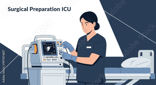 Nurse Prepares Surgical Equipment in ICU, Medical Technology and Patient Care