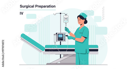 Nurse Preparing IV Drip for Surgical Procedure in Modern Operating Room