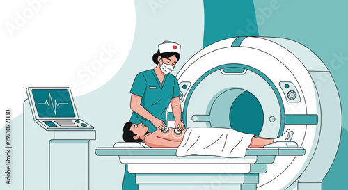 Nurse Performing MRI Scan on Patient in Medical Facility