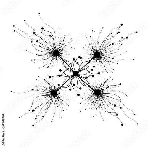 Black and white neural network illustration.