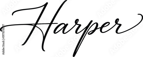 The elegant name Harper written in black cursive script on a white background
