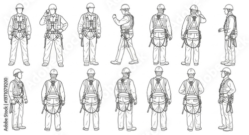 Collection of Karate Fighters in Action Poses.