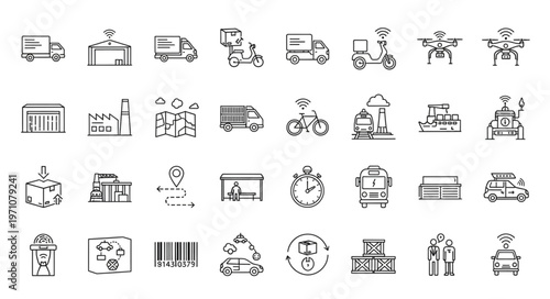 Collection of Logistics and Delivery Icons.