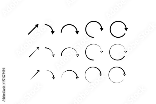 Various arrow icons: straight, curved, circular with black and white designs.