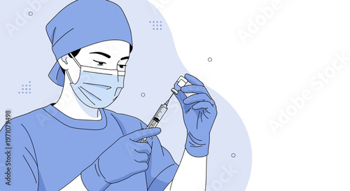 Nurse Preparing Vaccine Injection, Medical Healthcare Concept