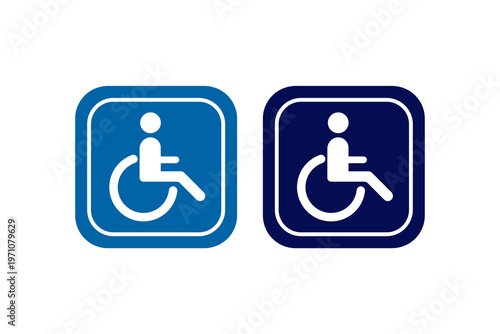 Accessible icon symbols on blue background indicating handicap access.