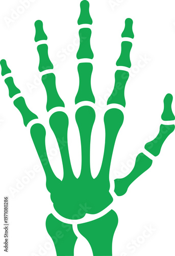 Green Hand Bone Structure with White Outline bones skeleton
