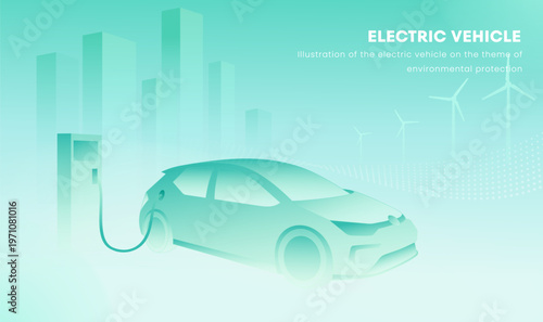 EV Electric Vehicle Green Energy Eco Friendly Transport Illustration