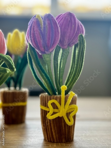 DIY Fluffy Tulips in a Pot: Chenille Stems Flower Review
