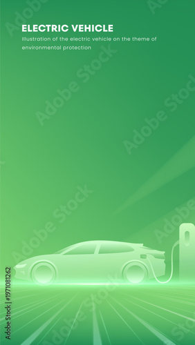 Green Energy Electric Vehicle Eco Transport Vertical Illustration
