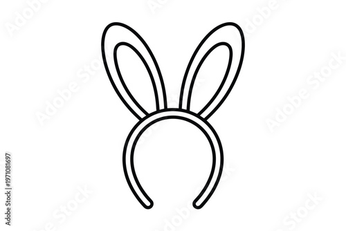 A simple line drawing of a bunny ear headband on a white background