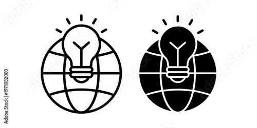 Global Idea Lightbulb Icon With Globe Innovation Creativity Inspiration Worldwide Thinking Concept