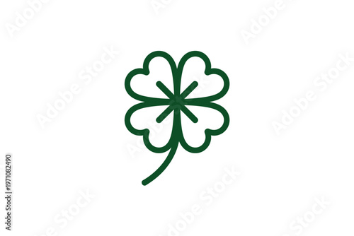 A green four-leaf clover on a white background symbolizing luck