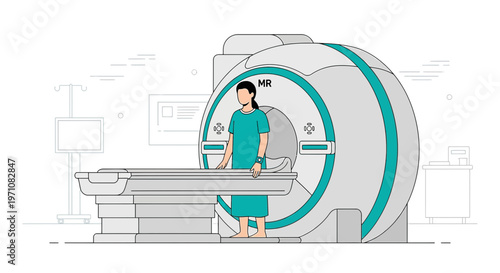 Patient in MRI Scanner Room, Medical Imaging Technology, Healthcare Diagnostics