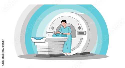 Patient in MRI scanner, medical diagnostic imaging, healthcare technology