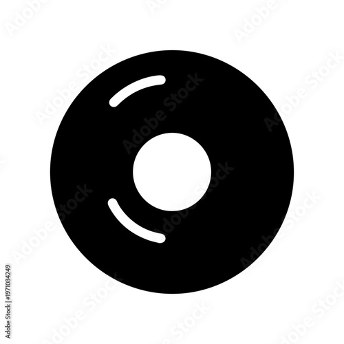 Optical disc media silhouette icon, bold black simple shape