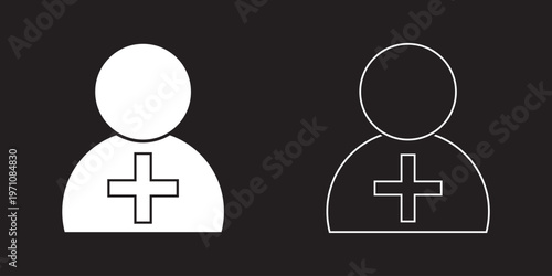 Plus Icon Set for Add Actions Collection of minimal  in solid and outline styles, representing add, create, favorite, and user actions in UI design.EPS10/AI.