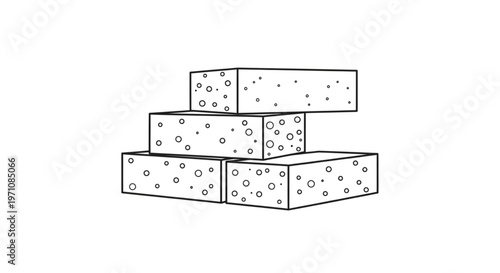 Minimalist Line Art Stack of Aerated Concrete Blocks