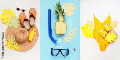 Collage of beach accessorie...