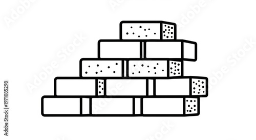 Minimalist Line Art Stepped Stack of Building Blocks