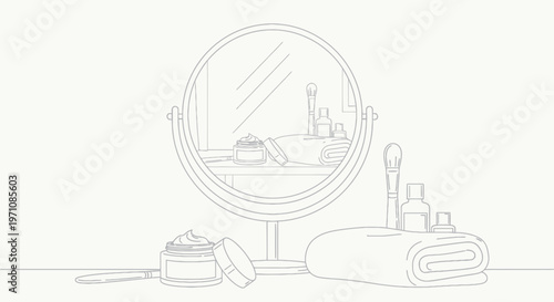 Bathroom accessories on a countertop.