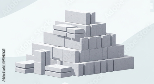 Stack of Aerated Concrete Building Blocks