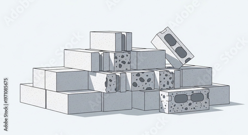 Pile of Construction Masonry and Cinder Blocks