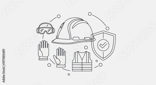 Construction Safety Equipment Icon Set.