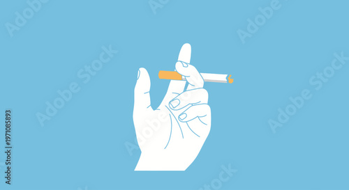 White hand holding a cigarette.