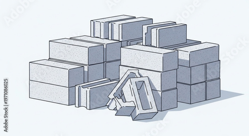 Stack of Construction Masonry and Cinder Blocks