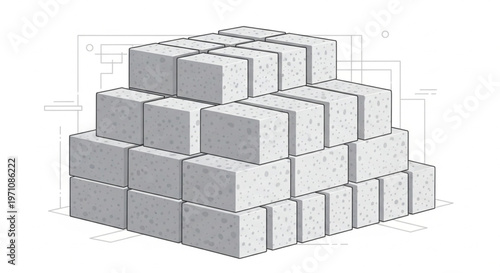 Stack of Aerated Concrete Building Blocks