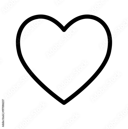 Clean, minimalist vector outline heart icon, universally symbolizing love, affection, and care, ideal for digital interfaces, web design, apps