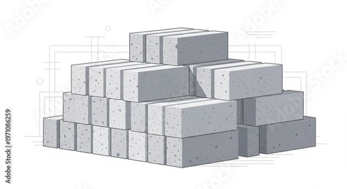 Stack of Aerated Concrete Building Blocks