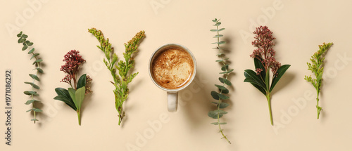 Cup of coffee with beautifu...