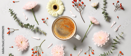 Cup of coffee with beautifu...