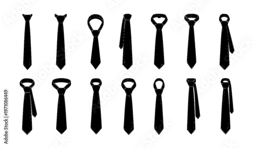 Mens Formal Tie and Bow Tie Silhouette Icons Vector Fashion Set