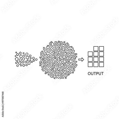 Maze transforming into grid pattern.