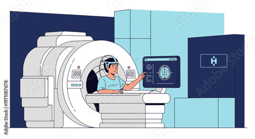 Patient Undergoing Brain Scan in Modern Medical Imaging Machine