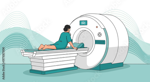 Patient lying on MRI scanner bed ready for medical imaging procedure