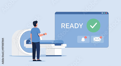 Patient Ready for Medical Scan, MRI, CT, X-Ray, Ultrasound Examination, Technology
