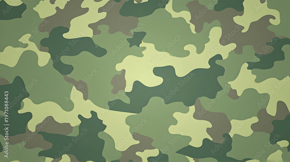 Fototapeta premium Camouflage Pattern in Green and Brown Military Style with Abstract Design
