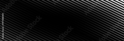 Modern Black Background with Diagonal Silver Stripes and Speed Line Pattern