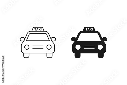Front view of a taxi car icon for transportation and city travel