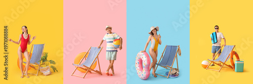 Set of happy young people w...