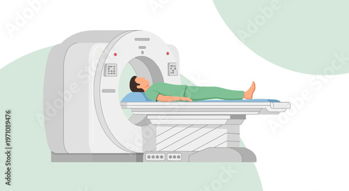 Patient Undergoing CT Scan in Modern Medical Imaging Machine