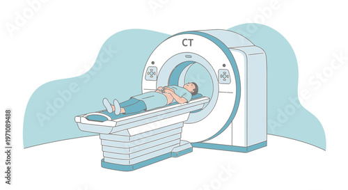 Patient Undergoing CT Scan in Modern Medical Imaging Machine
