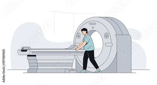 Patient undergoing CT scan in a modern medical imaging center