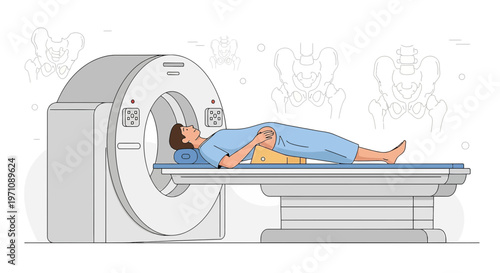 Patient undergoing CT scan in a modern medical imaging facility