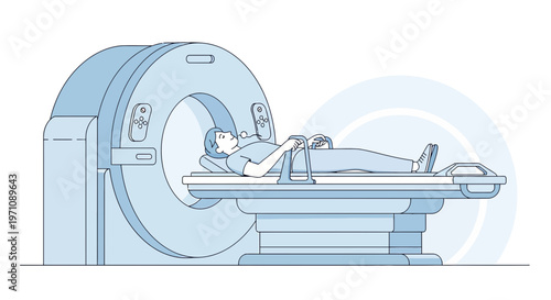 Patient undergoing CT scan in a modern medical imaging machine, diagnostic technology