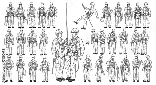 Collection of Soldiers in Military Uniforms Poses.